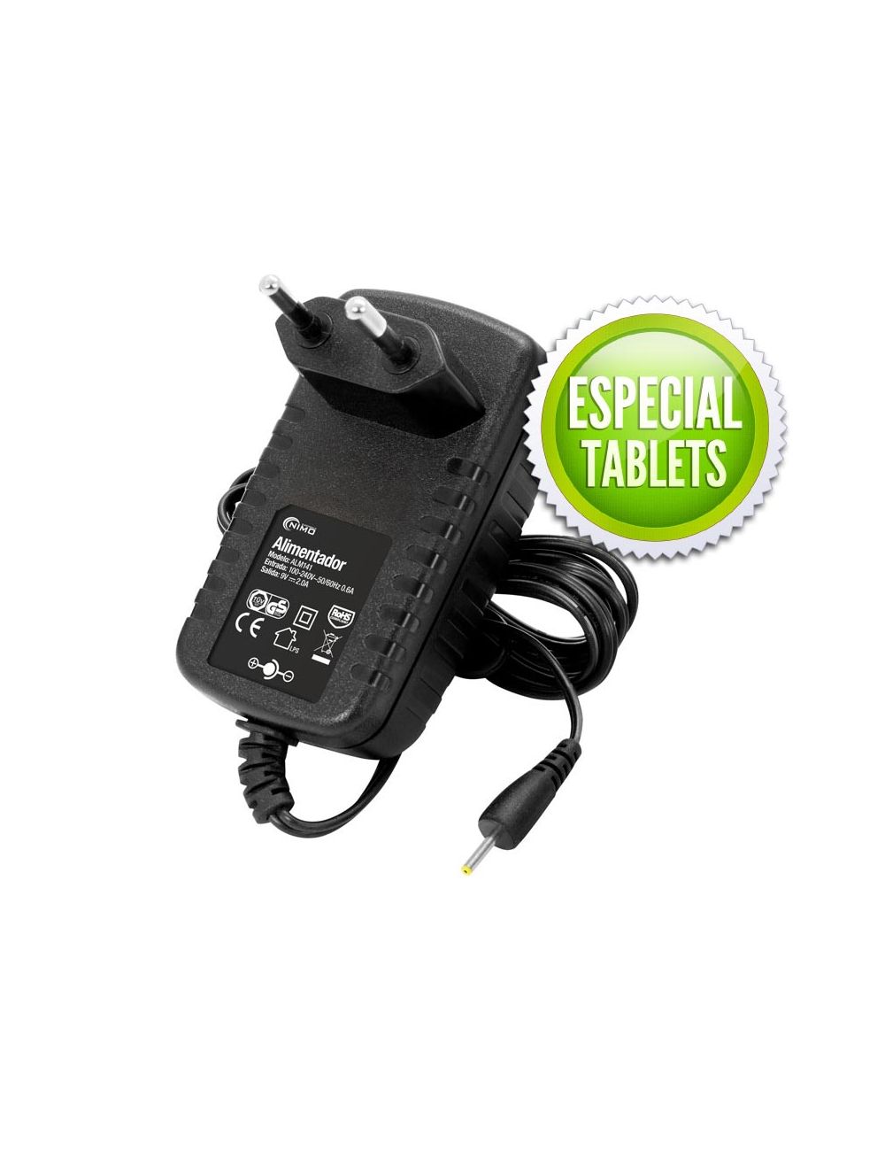 Carregador para tablets 9V 2,5Ah 18W 2,5x0,75mm. - 1