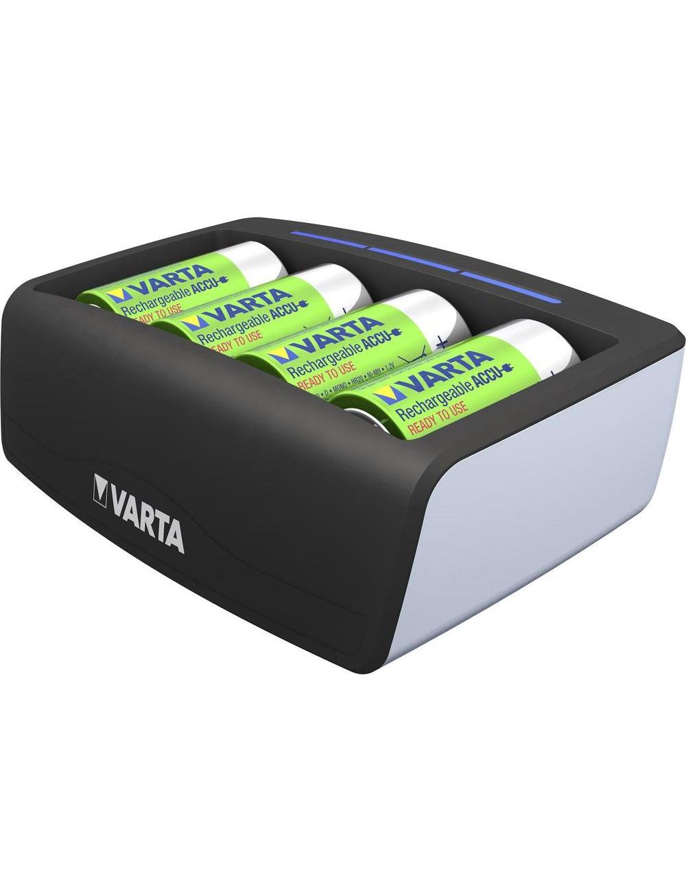 Cargador para pilas AAA, AA, C, D y 9V recargables Varta