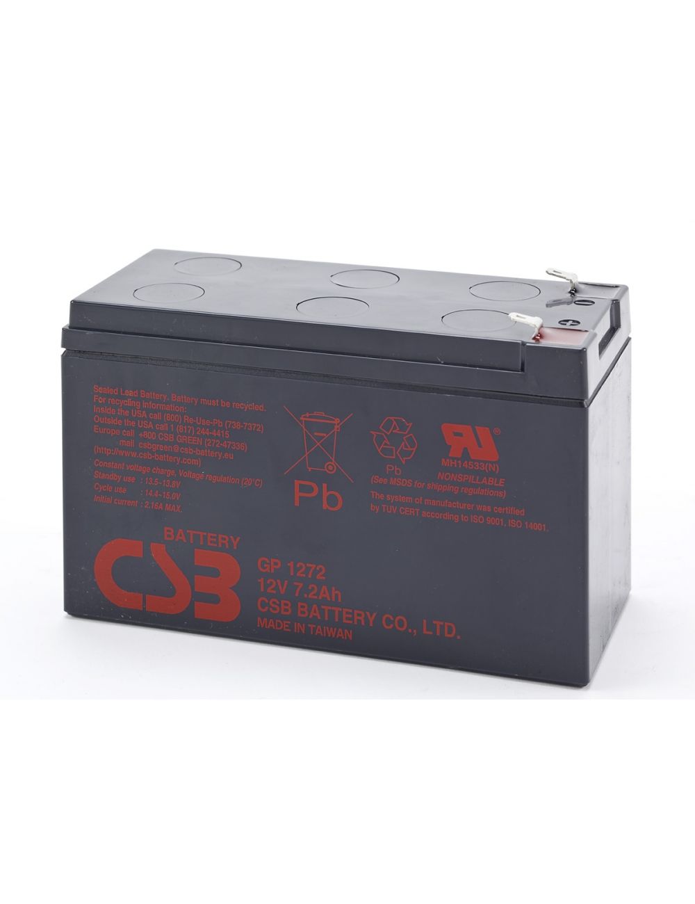 Batería para alarma 12V 7,2Ah CSB serie GP - CSB-GP1272 -  -  - 1