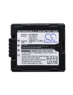 Batería para Panasonic NV-GS60, PV-GS200, SDR-H200, VDR-D150, VDR-M50, VDR-M95... VW-VBD210, CGA-DU21 7,4V 2160mAh Li-Ion - CS-V