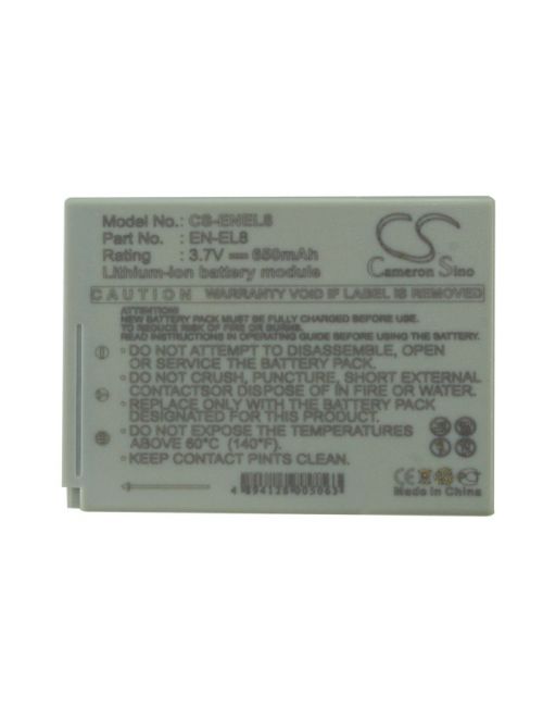 Bateria compatível Nikon EN-EL8 3,7V 650mAh Li-Ion - 5