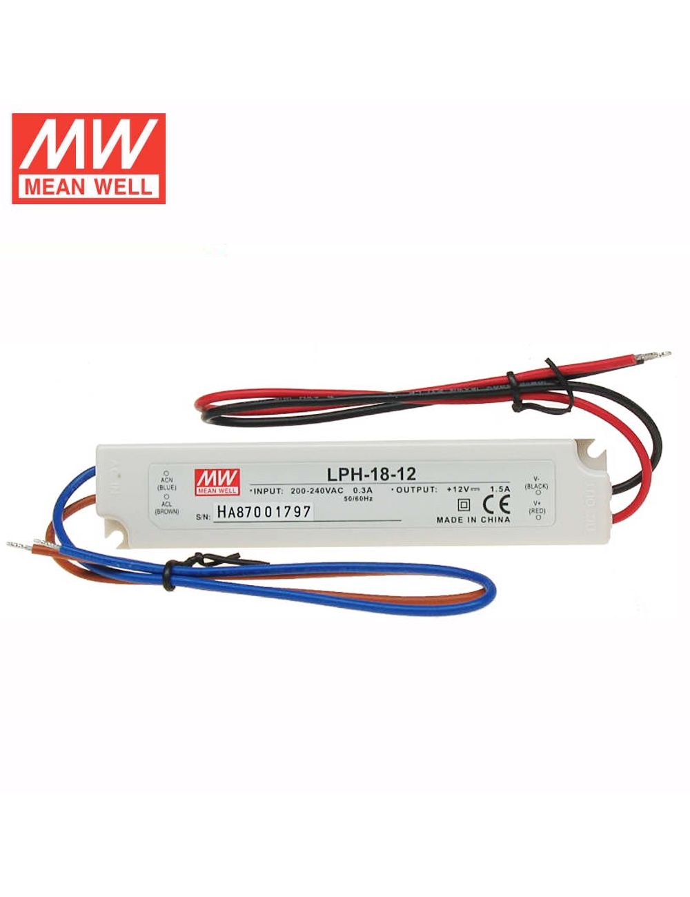 Alimentador LED 12V 1,5Ah 18W estabilizado, robusto y resistente al agua y al polvo. - LPH-18-12 -  -  - 1