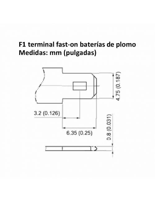 Pack 2 adaptadores terminal fast-on F2 a fast-on F1 para baterías de plomo - 2xF2HF1M -  -  - 3