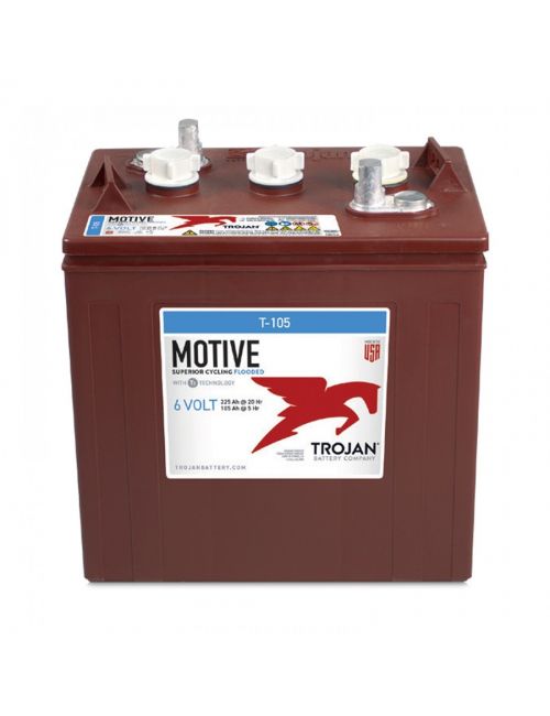 Trojan T-105 bateria 6V 225Ah C20 chumbo-ácido de ciclo profundo e electrólito líquido - 1