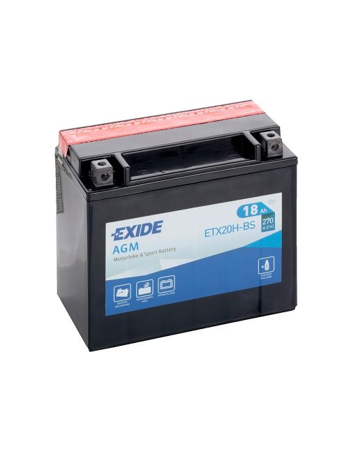 Batería moto 12V 18Ah 270CCA ETX20H-BS Exide AGM - ETX20H-BS -  - 3661024033893 - 1