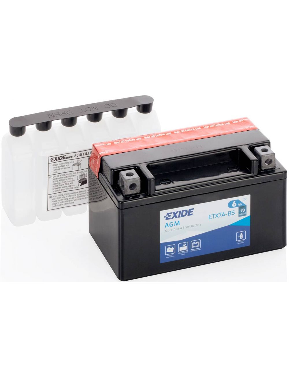 ETX7A-BS, YTX7A-BS batería moto y quad 12V 6Ah 90CCA Exide AGM - ETX7A-BS -  - 3661024033817 - 1