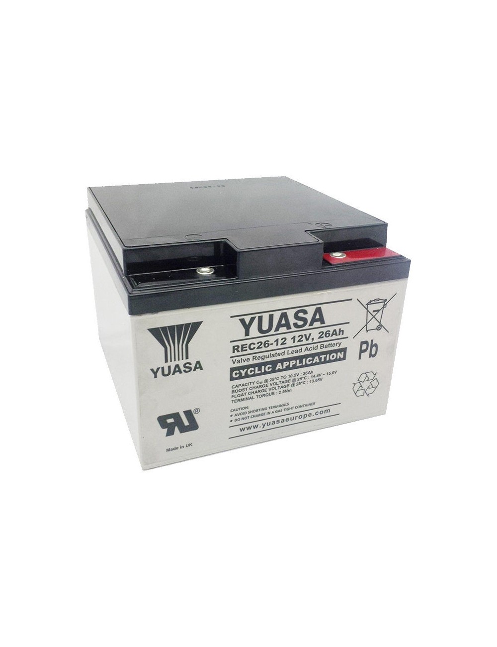 Bateria 12V 26Ah C20 YUASA série REC alto desempenho cíclico. - 1