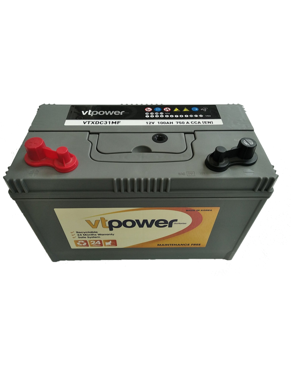 Bateria de 12V 100Ah C20 750CCA de dupla utilidade sem manutenção - 1 Bateria de 12V 100Ah C20 750CCA de dupla utilidade sem manutenção - 1