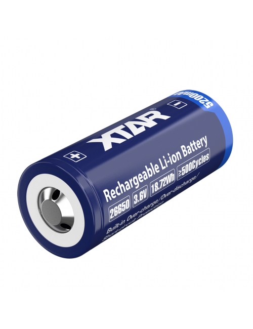 Batería 26650 3,6V 5200mAh 7A Litio Ion con circuito de protección y tetón - XTAR-26650 -  - 6952918341604 - 3