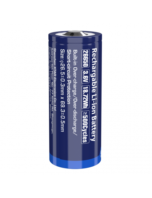 Batería 26650 3,6V 5200mAh 7A Litio Ion con circuito de protección y tetón - XTAR-26650 -  - 6952918341604 - 2