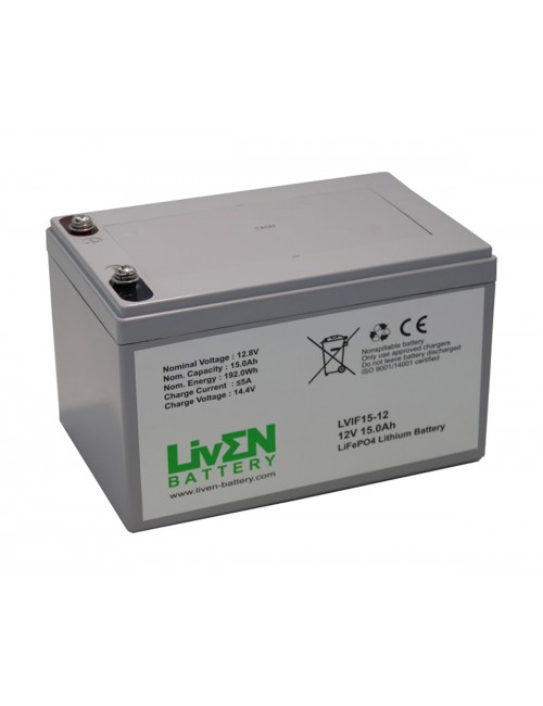 Bateria de lítio 12,8V 15Ah LiFePO4 (LFP) Liven série LVIF - 1