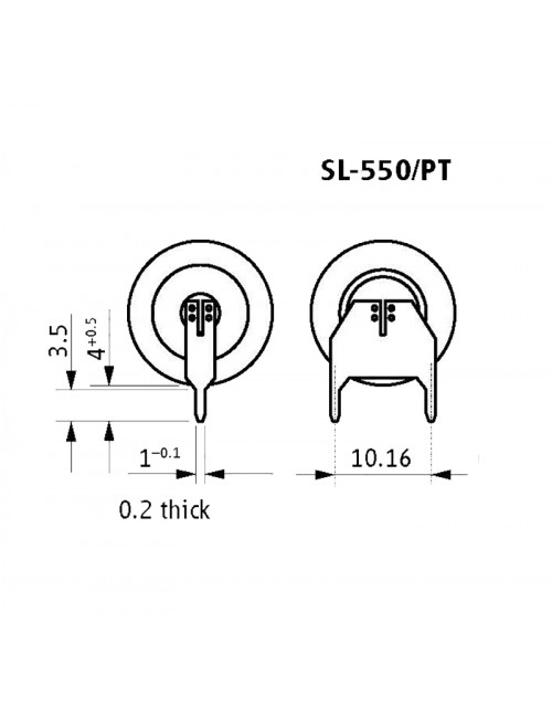 Pila Litio 3,6V 1/2 AA con pines para circuito impreso SL-550 Tadiran - 2