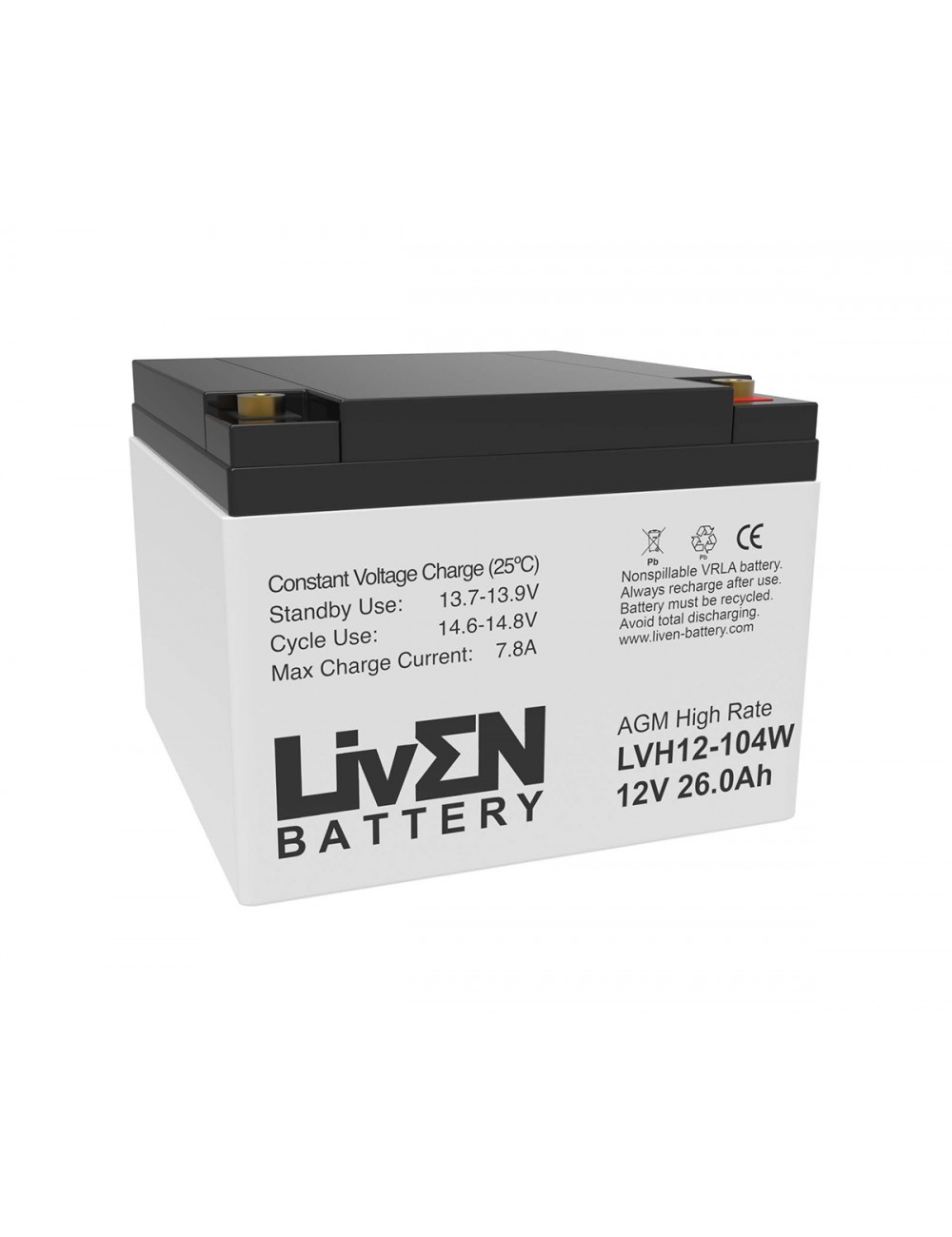 Batería 12V 26Ah C20 104W alta descarga Liven serie LVH - LVH12-104W -  -  - 1