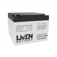 Bateria 12V 26Ah C20 104W alta descarga Liven série LVH - 1