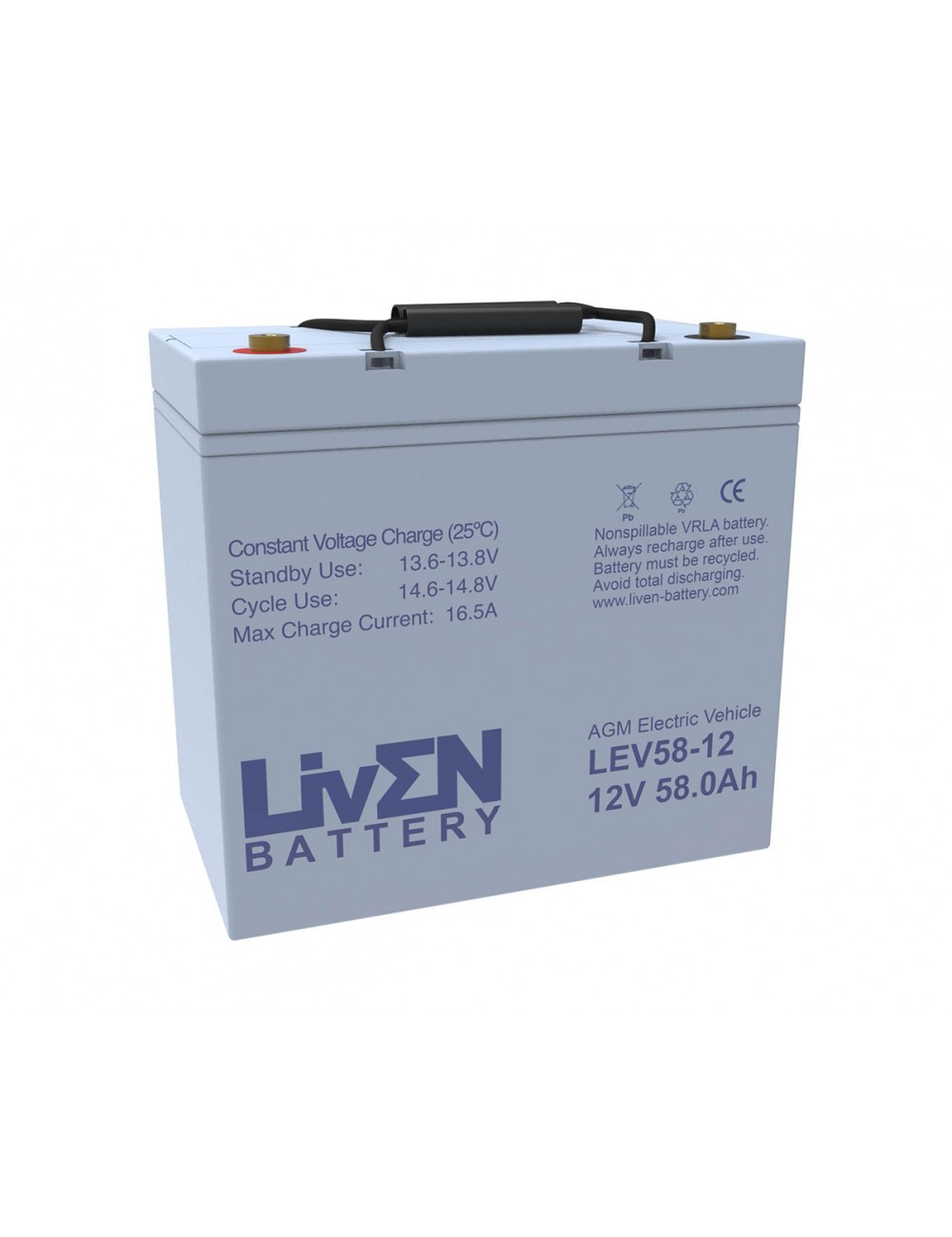Batería 12V 58Ah C20 ciclo profundo Liven LEV58-12 - LEV58-12 -  -  - 1