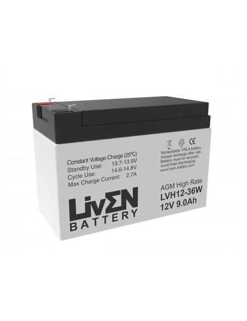 Bateria 12V 9Ah C20 36W de alta descarga Liven LVH12-36W - 1