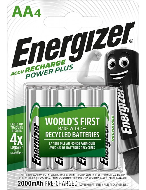 Pilha AA recarregável 2000mAh Ni-Mh Energizer Power Plus (embalagem blister de 4) - 1