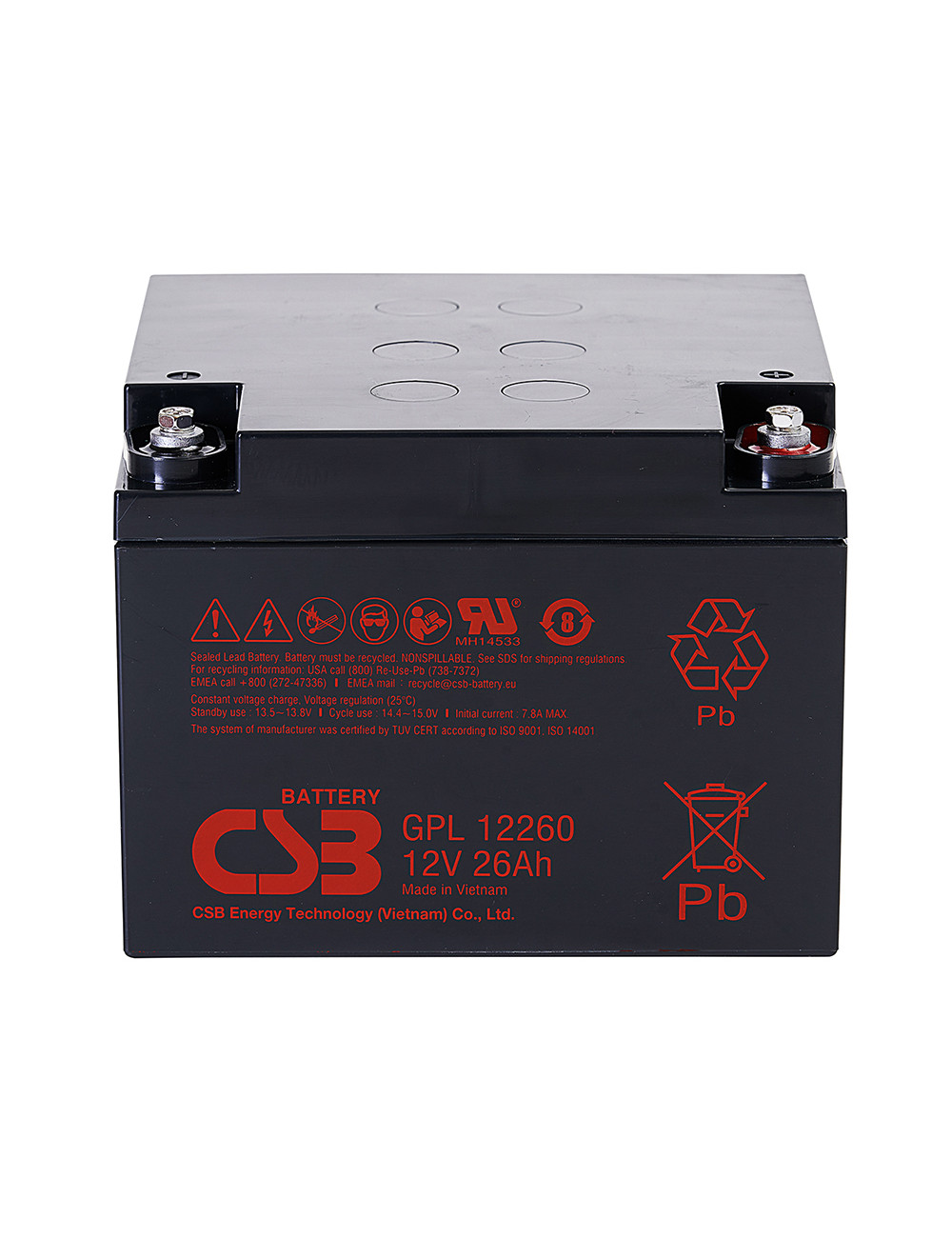 Batería 12V 26Ah C20 CSB GPL12260 - CSB-GPL12260 -  -  - 1