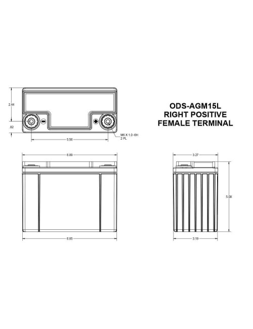 PC545 bateria 12V 13Ah C20 Odyssey Power & Motorsports ODS-AGM15L - 4