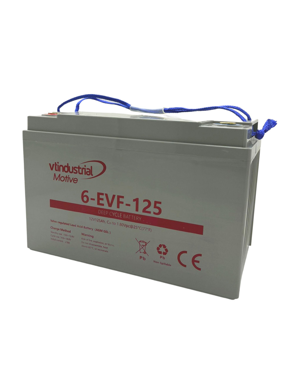 Pack 2 baterías de gel AGM 12V 125Ah C20 ciclo profundo serie Industrial Motive 6-EVF-125 - 2x6-EVF-125 -  -  - 1