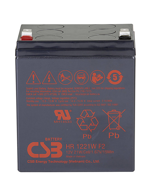Batería 12V 5,25Ah C20 21W/celda CSB HR1221W F2 - CSB-HR1221WF2 -  -  - 1