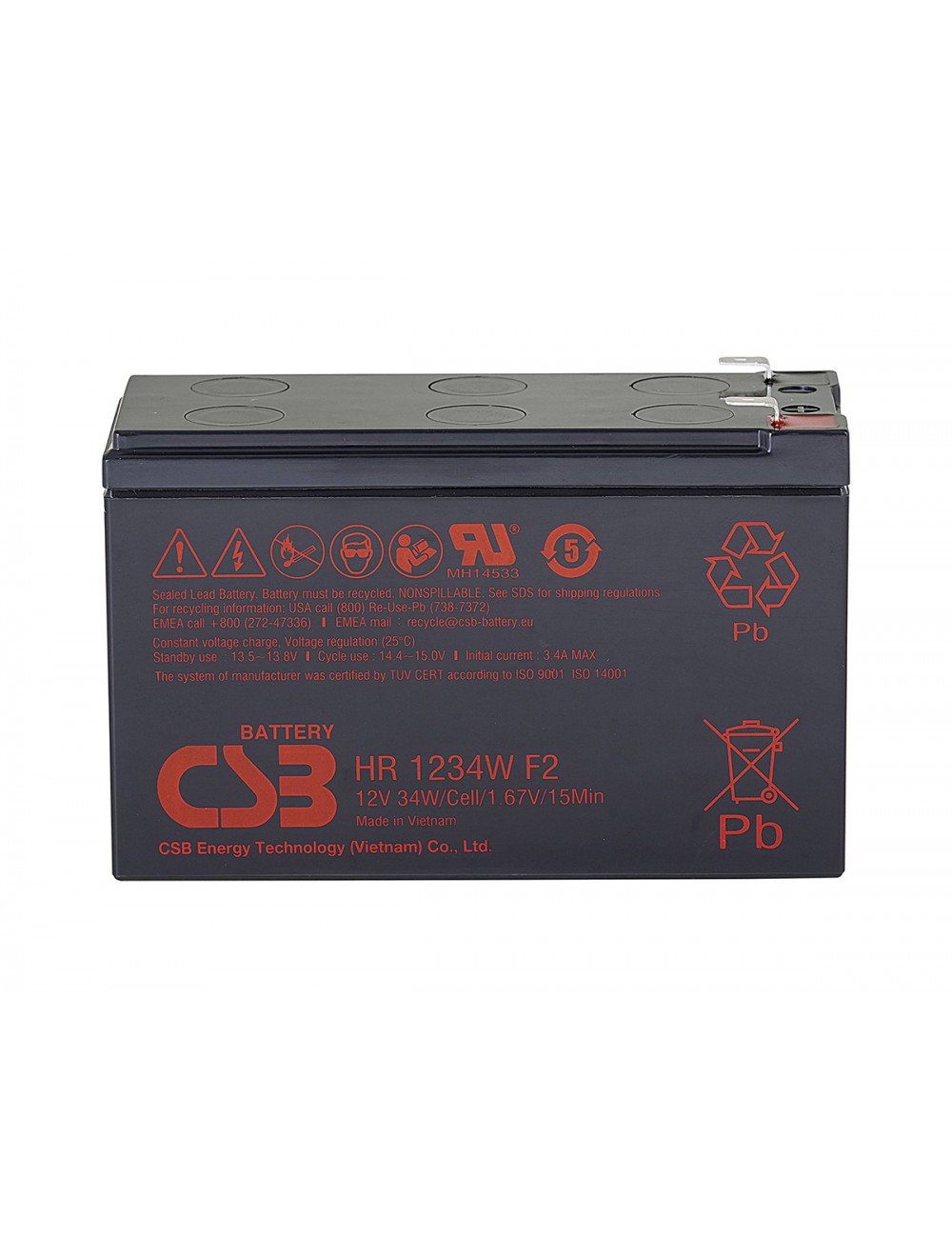 Bateria para booster Black+Decker BDJS350 de 12V 9Ah 34W/celda CSB HR1234WF2 - 1 Bateria para booster Black+Decker BDJS350 de 12V 9Ah 34W/celda CSB HR1234WF2 - 1
