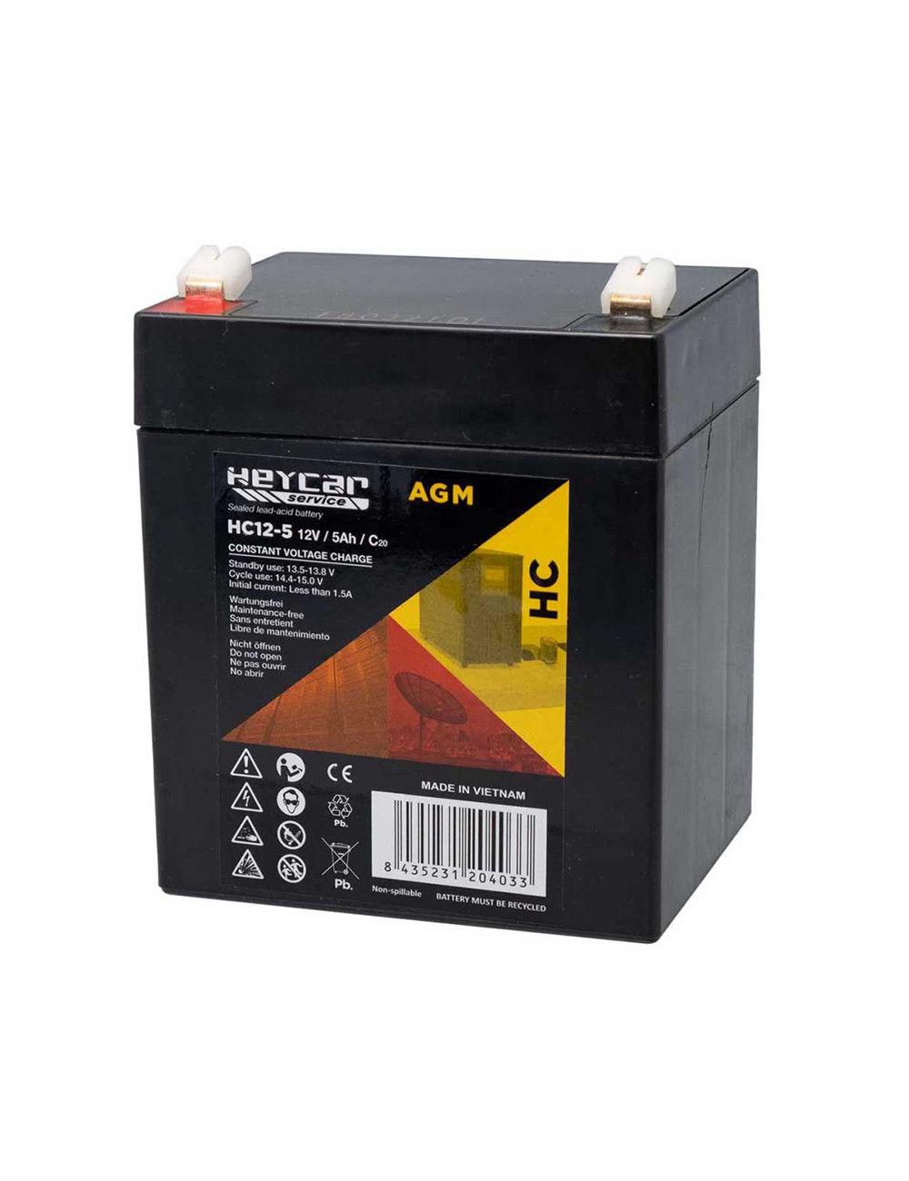Batería para SAI 12V 5Ah C20 Heycar HC12-5 - HC12-5 -  - 8435231204033 - 1