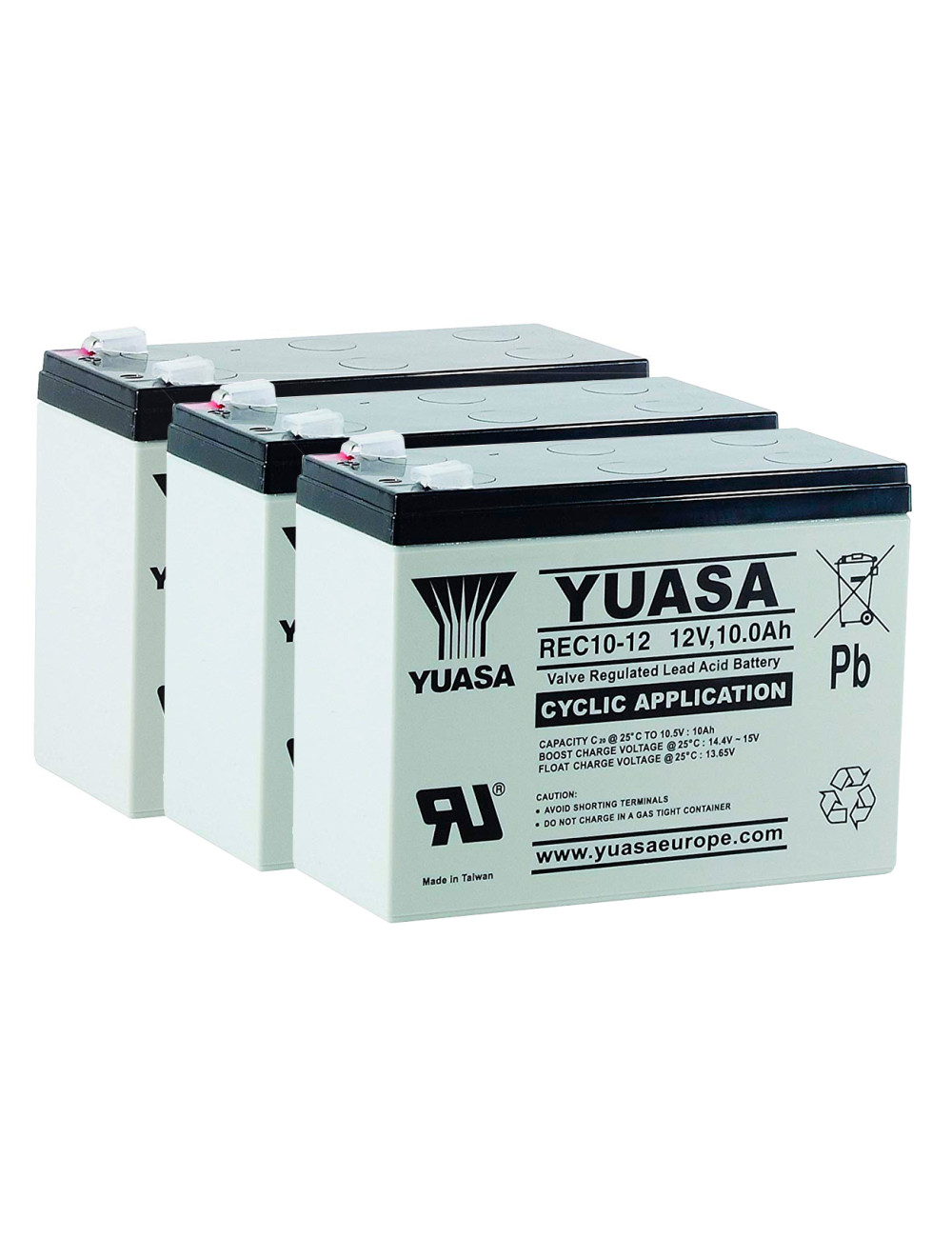 Pack 3 baterías para OSET 16.0 Racing de 12V 10Ah C20 ciclo profundo Yuasa REC10-12 - 3xREC10-12 -  -  - 1