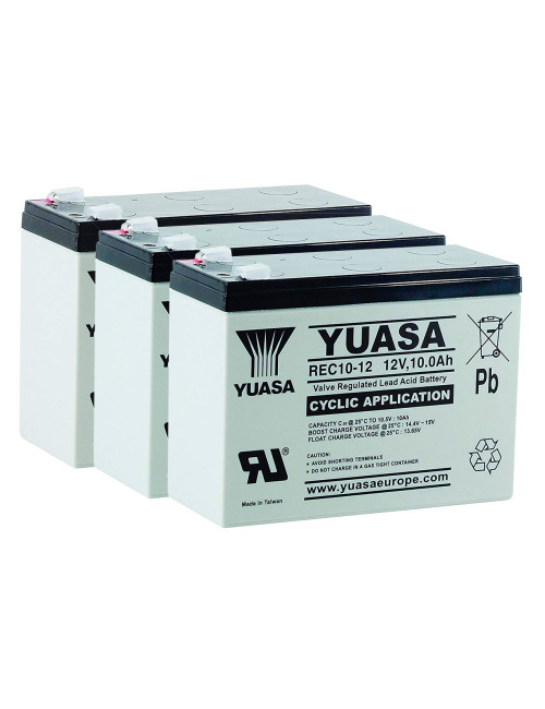 Pack 3 baterías para OSET 20.0 Lite de 12V 10Ah C20 ciclo profundo Yuasa REC10-12 - 3xREC10-12 -  -  - 1