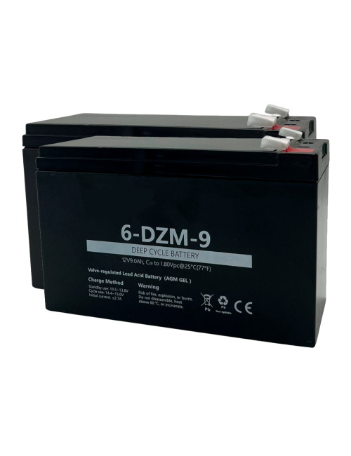 Pacote 2 baterias para Oset 12.5 Eco de 12V 9Ah C20 ciclo profundo 6-DMZ-9 - 1