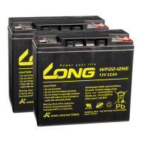 Pack 2 baterías para Invacare Pronto Air 12V 22Ah C20 ciclo profundo Long WP22-12NE - 2xWP22-12NE -  -  - 1