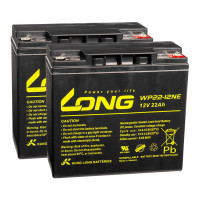 Pack 2 baterías para Invacare Esprit Action 4NG 12V 22Ah C20 ciclo profundo Long WP22-12NE - 2xWP22-12NE -  -  - 1