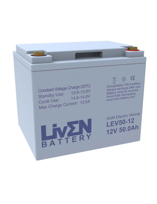 Batería 12V 50Ah C20 ciclo profundo LivEN LEV50-12 - LEV50-12 -  -  - 1