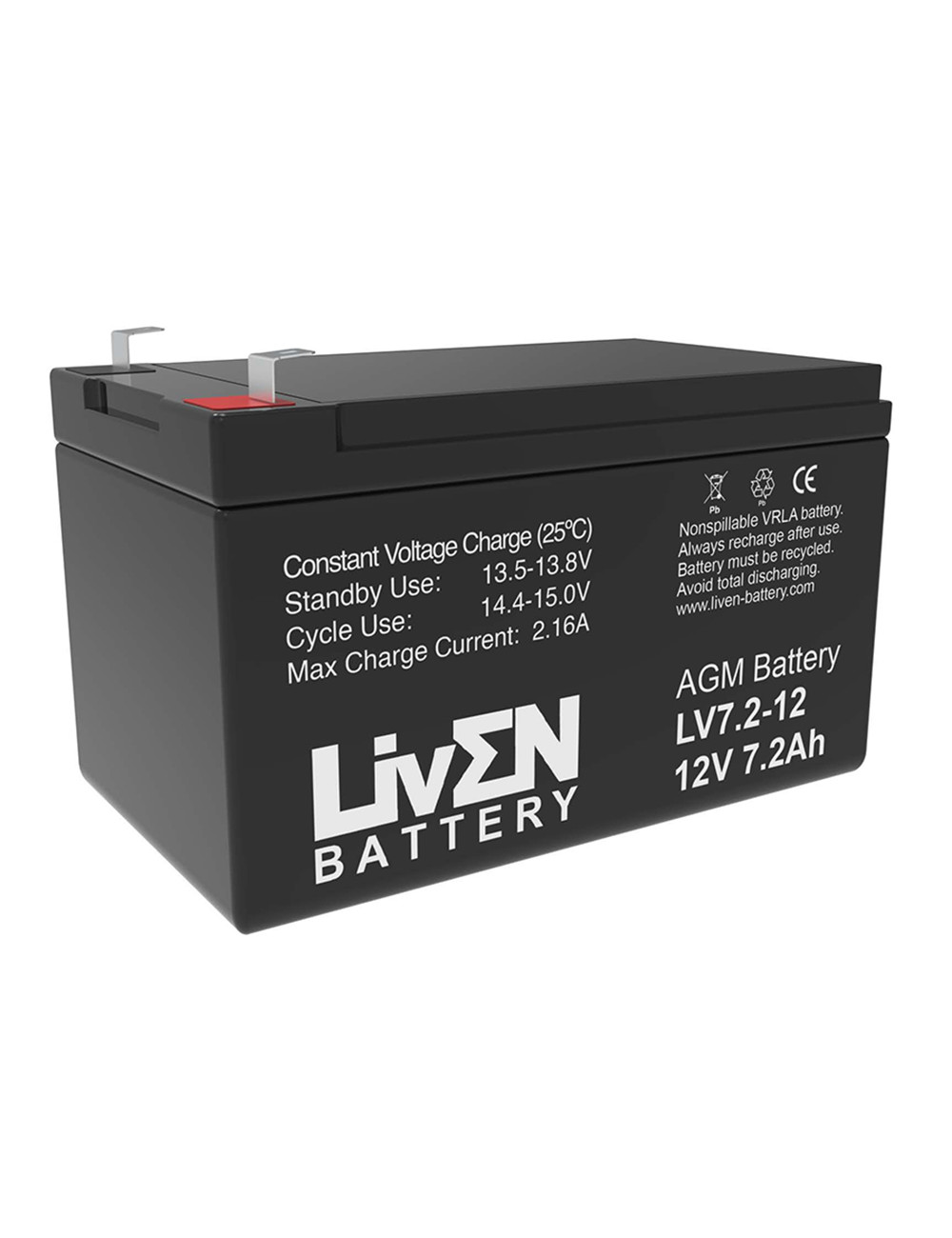 Batería 12V 7,2Ah C20 Liven LV7.2-12 F2 - LV7.2-12 -  -  - 1