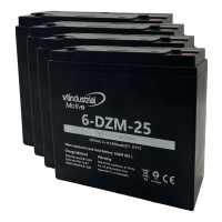 Pack 4 baterías gel AGM para scooter eléctrico de 12V 25Ah C20 ciclo profundo serie Motive 6-DZM-25 - 4x6-DZM-25 -  -  - 1