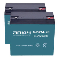 Pack 2 baterías para silla de ruedas y scooter eléctrico de 12V 20Ah C20 ciclo profundo Aokly 6-DZM-20 (6-DZF-20) - 2x6-DZM-20 -