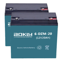 Pacote 2 baterias para cadeira de rodas KY110A, 183.KY110A ou EASY PLUS de 12V 20Ah C20 ciclo profundo Aokly 6-DZM-20 - 1