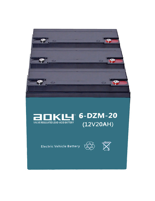 Pack 3 baterías para scooter, quad y triciclo eléctrico de 12V 20Ah C20 ciclo profundo Aokly 6-DZM-20 - 3x6-DZM-20 -  -  - 1
