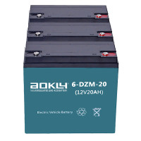 Pacote 3 baterias para scooter, quad e triciclo electrico de 12V 20Ah C20 ciclo profundo Aokly 6-DZM-20 - 1