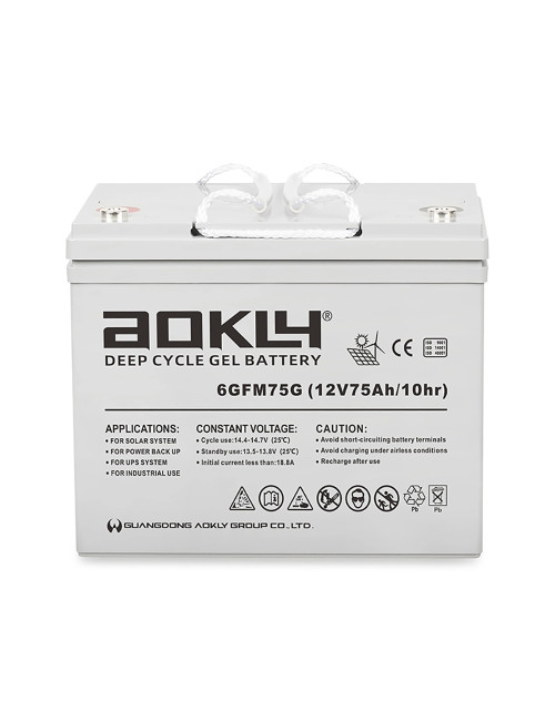 Bateria gel 12V 75Ah C10 ciclo profundo Aokly Power 6GFM75G - 1