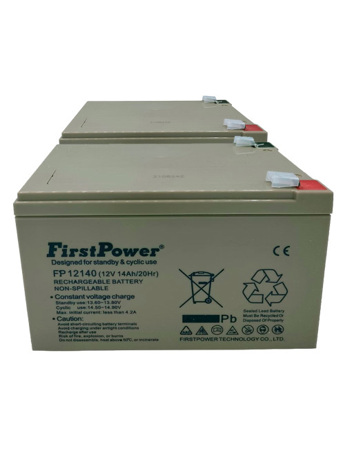 Pacote 2 baterias para scooter elétrico 12V 14Ah C20 ciclo profundo FirstPower FP12140 - 1