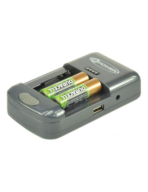 Carregador universal para baterias de câmaras fotográficas, câmaras de vídeo e pilhas recarregáveis AA e AAA com porta USB - 2