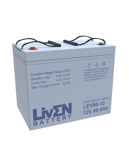 Bateria 12V 80Ah C20 ciclo profundo LivEN LEV80-12 - 1