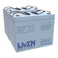 Pacote 2 baterias para Invacare Storm 3 de 12V 80Ah C20 ciclo profundo Liven LEV80-12 - 1