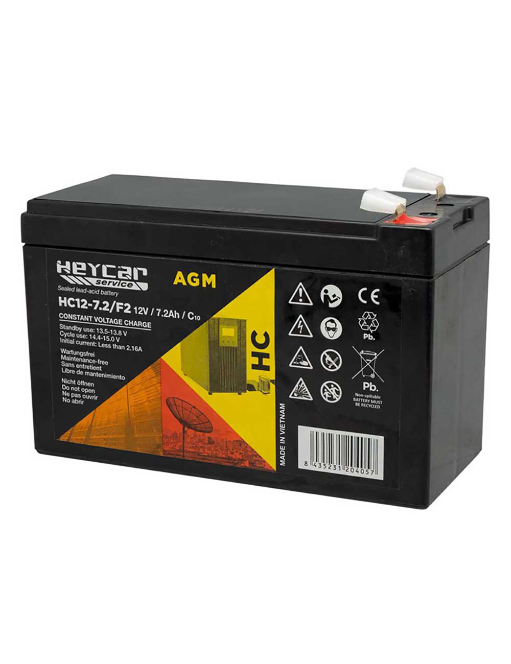 Batería 12V 7,2Ah C20 Heycar HC12-7.2 F2 - HC12-7,2 F2 -  - 8435231204057 - 1