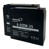 Pacote 2 baterias gel AGM para Venus 4 Sport de Vermeiren de 12V 25Ah C20 ciclo profundo serie Motive 6-DZM-25 - 1