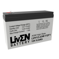 Bateria 12V 6Ah C20 23W de alta descarga Liven LVH12-23 F2F1 - 1
