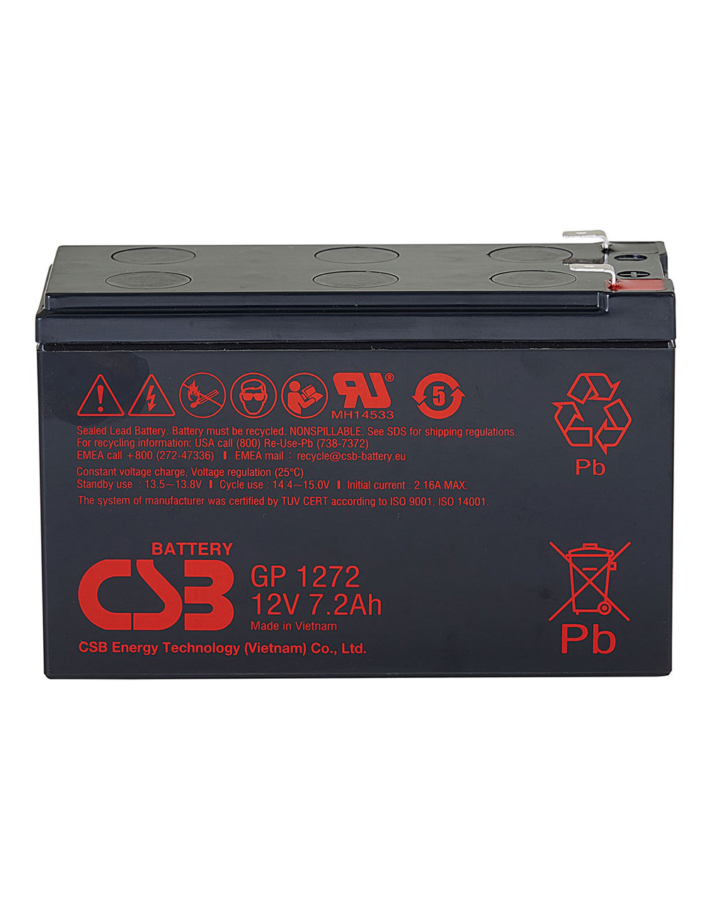 Batería para SAI de 12V 7,2Ah C20 CSB GP1272 F2 - CSB-GP1272 -  -  - 1