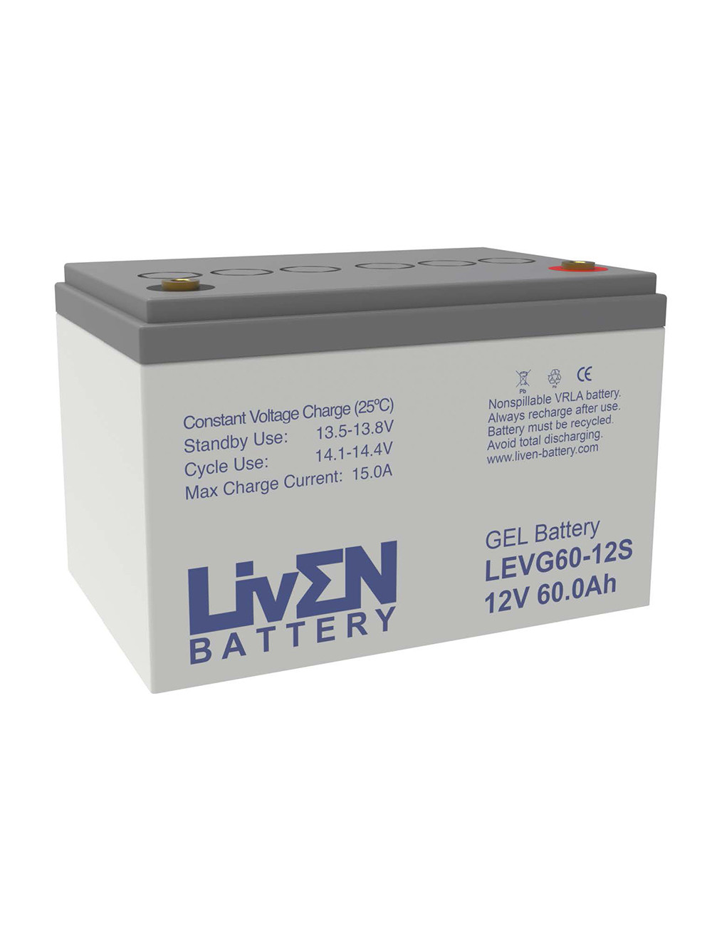 Batería de gel 12V 60Ah C20 ciclo profundo Liven LEVG60-12S - LEVG60-12S -  -  - 1