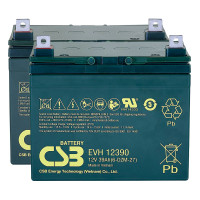 Pacote 2 baterias para cadeira de rodas e scooter elétrico 12V 39Ah C20 ciclo profundo CSB EVH12390 - 1